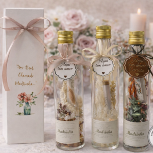 Garrafa do "Amor" com Flores Preservadas e Mensagem