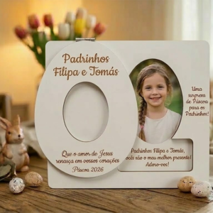 Moldura Personalizada de Páscoa para Padrinhos com Foto – Presente Especial